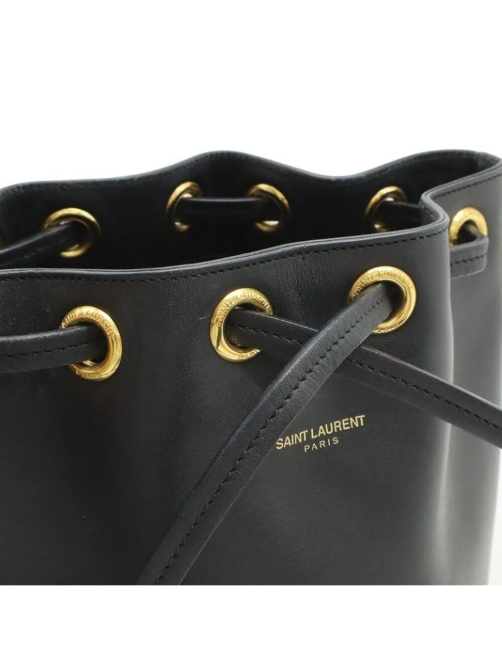 Saint Laurent Paris YSL Yves Emmanuel Bucket Bag 2-Way Shoulder Leather Black - Picture 9 of 9